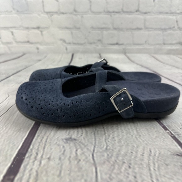 Vionic Womens Lidia Suede Mary Jane Sandal Blue Suede Mule Slides Sz 7 - Picture 3 of 8
